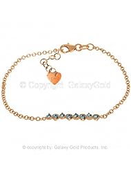 14k Rose Gold Prong Set Blue Topaz Bracelet