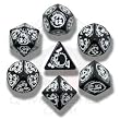 Q-Workshop Polyhedral 7-Die Set: Carved Dragon Dice Set (Black and White)