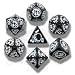 Q-Workshop Polyhedral 7-Die Set: Carved Dragon Dice Set (Black and White)