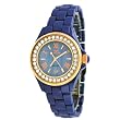 Oniss #ON815-LRG Women's Rose Gold Trim Austrian Crystal Bezel Blue Ceramic Watch