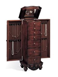 Beautiful Deep Brown Finish Deluxe Jewelry Armoire