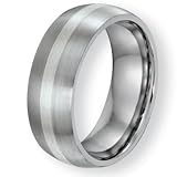 Chisel Cobalt Chromium Sterling Silver Inlay Satin 8mm Band
