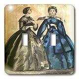 Florene Vintage - 2 Ladies In Color Civil War Dress - Light Switch Covers - double toggle switch
