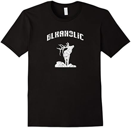 Men's Elkaholic Shirt Elk Bugling T-shirt Elk Hunter Gift Idea Large Black
