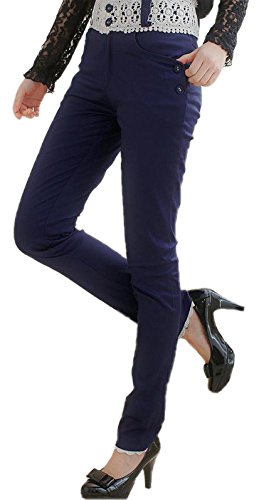 （ノーブランド品）美脚 ストレッチ ストレート パンツ レディース ブルー ブラック LL 3L 4L 5L 大きいサイズ