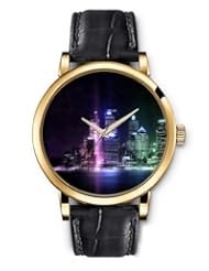 SPRAWL Aanalog Fashion Series Gold Ladies Watches of Genuine Black Leather Strap,Unique Wrist Watch for Women Girls Designed with Night city