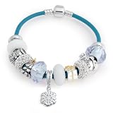 Bling Jewelry White Christmas 925 Silver Leather Pandora Style Charm Bracelet 41To82O%2BrvL. SL160 Bling Jewelry White Christmas 925 Silver Leather Pandora Style Charm Bracelet