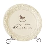 Grasslands Road Good Tidings 8-Inch Round Baby's First Christmas Plate with Stand