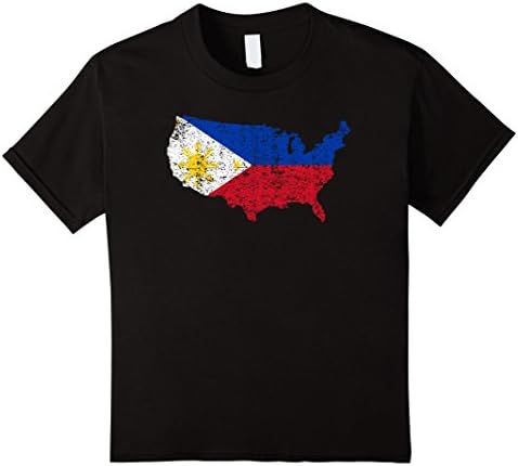 Kids America for Philippines Filipino Pride Flag Heritage T-Shirt 4 Black