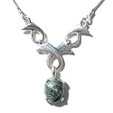Seraphinite, "Angel Stone" Oval Necklace Set In .925 Sterling Silver
