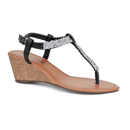 Twisted Women's RILEY Rhinestone Emebellished Wedge Sandal