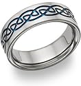 Blue Titanium Celtic Wedding Band Ring