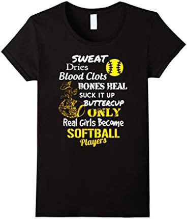 Women's Real Girls Become Softball Players t shirt hoodie gift Medium Black