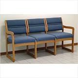 Valley Series Three Seat Sofa Wood Finish: Medium Oak, Fabric: Vinyl Green