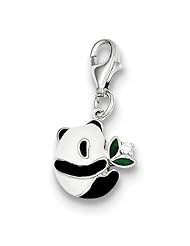 Sterling Silver CZ Enamel Panda Charm
