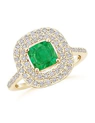 Halo Round Diamond and Emerald Engagement Ring- 0.9 ct TGW