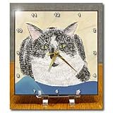Tuxedo Cat Painting - 6x6 Desk Clock