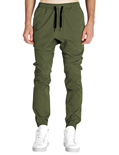 Italy Morn Men Drop Crotch Joggers Pants Sports Jogging Casual Sweatpant M Olive