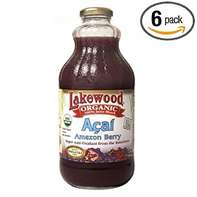 Lakewood Organic Acai Amazon Berry Juice, 32-Ounce Bottles (Pack of 6)