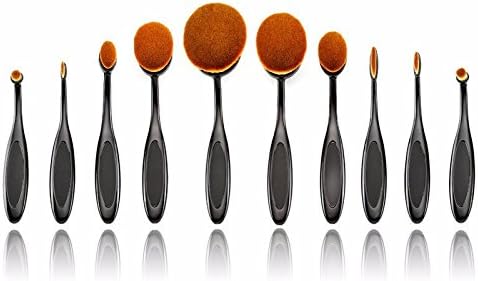 Ciyee® Black Plastic oval brush set Powder/Blush/Foundation/Contour/Eyeshadow/Eyeliner/Concealer Brush Cosmetics Tool Set 10pcs Toothbrush Shape Oval brush