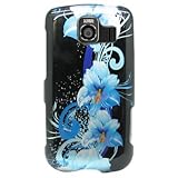 Hard Snap-on Shield With BLACK BLUE FLOWERS Design Faceplate Cover Sleeve C ....
