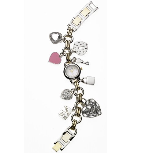 Golden Classic Women's 1366_TT Toned Charmed Love Charm Bracelet Watch