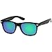 zeroUV - Classic Colored Mirror Lens Square Horn Rimmed Sunglasses for Men Women (Matte/Green)