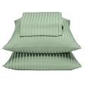 450-Thread-Count Damask Stripe Sheet Set - Green (Twin)