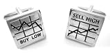 Wall Street Buy Low Sell High Stock Chart Cufflinks w/Gift Box