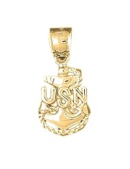 Gold-Plated 925 Sterling Silver United States Navy Logo Pendant