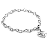Stainless Steel Polished 8.5 inch Heart Charm Bracelet