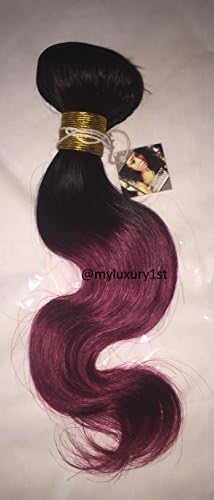 14" Balayage Ombre 100 Grams #1b Burgundy Brazilian Remy Human Hair Weave Weft