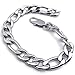 KONOV Wide Stainless Steel Figaro Mens Bracelet, Color Silver, 11mm, 9 Inch