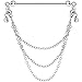 Body Candy Stainless Steel Chain Drop Industrial Barbell Created with Swarovski Crystals, 32mm