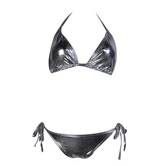 Buy 2 Pc Bikini Top & Bottom Silver Metallic by Marina West