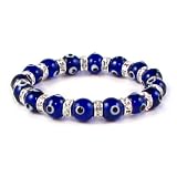 Translucent Dark Blue Swarovski Evil Eye Bracelet in 10mm glass eye beads