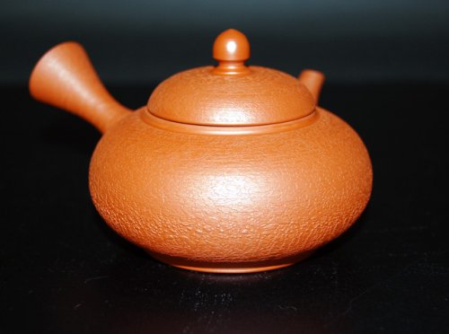常滑急須　朱泥平丸梨地6号（陶茶こし）紙箱入