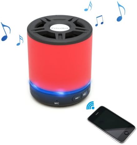 Portable Rechargeable Bluetooth Speaker , Built in Tf Card (Microsd) Reader, AUX in Port, Wireless Speaker for Iphone, Ipad, Ipod, Samsung, Mobile Phones, Tablets Pc, Laptops, Ultrabook & More Devices(with Microphone) (Red)