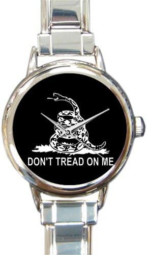 Personalized Watch Gadsden Flag Don't Tread On Me Round Italian Charm stainless steel Watch