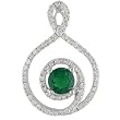 18K White Gold Emerald and Diamond Pendant
