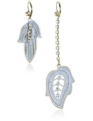 Betsey Johnson "Girlie Grunge" Patina Leaf Mismatch Drop Earrings
