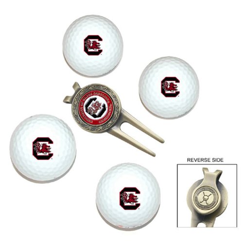 South Carolina Gamecocks Pack Of 4 Golf Balls And Divet Tool Gift Set From Team Golf