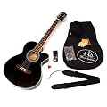 4/4 Akustik Gitarre "Western Style" in Schwarz - mit Rosenholz und Zubeh�rset: gepolsterte Gitarrentasche, Gurt, Ersatzsaiten und Stimmpfeife