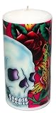 Ed Hardy Candle Unscented 3 by 6 Pillar, Skull And Roses