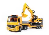 Bruder Mercedes-Benz Actors Low Loader Truck with CAT Excavator  Combo