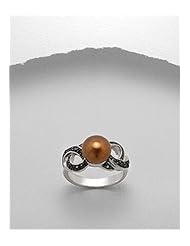 Brown (Dyed) CZ Ring In 92.5 Sterling Silver