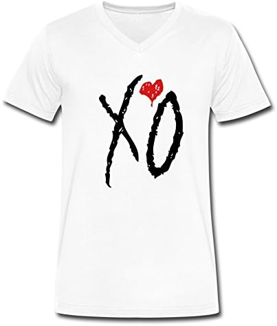 MADLOG Short Sleeve V Neck T Shirts-The Weeknd XO Design for Mens Medium White