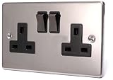 BLACK NICKEL 2 GANG 13 AMP SWITCHED SOCKET C410BNB