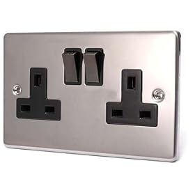 BLACK NICKEL 2 GANG 13 AMP SWITCHED SOCKET C410BNB