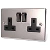 BLACK NICKEL 2 GANG 13 AMP SWITCHED SOCKET C410BNB